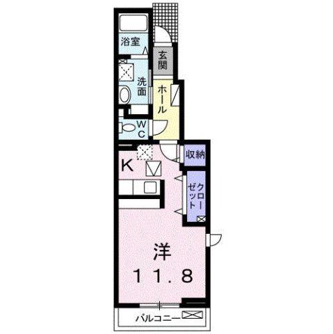 アネモスヒルズ姫路I(1K/1階)の間取り写真