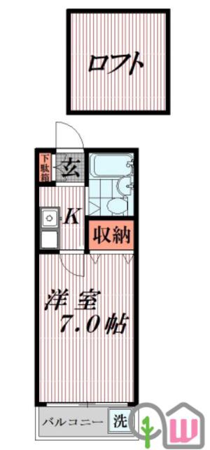 ミュゲロワイヤル(1K/1階)の間取り写真