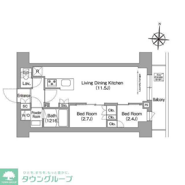 コンフォリア・リヴ南品川(2LDK/4階)の間取り写真