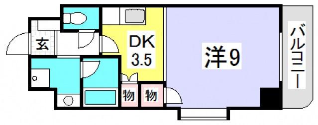 クロスデータビル73(1DK/4階)の間取り写真