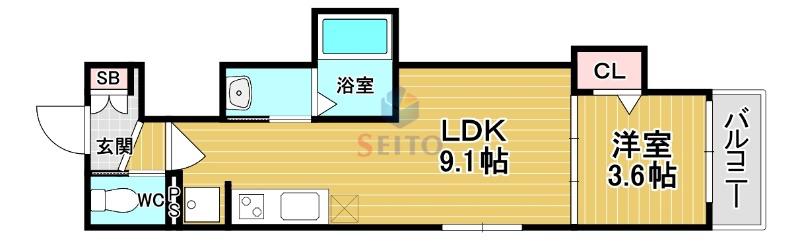 GRAND FORT(1LDK/3階)の間取り写真