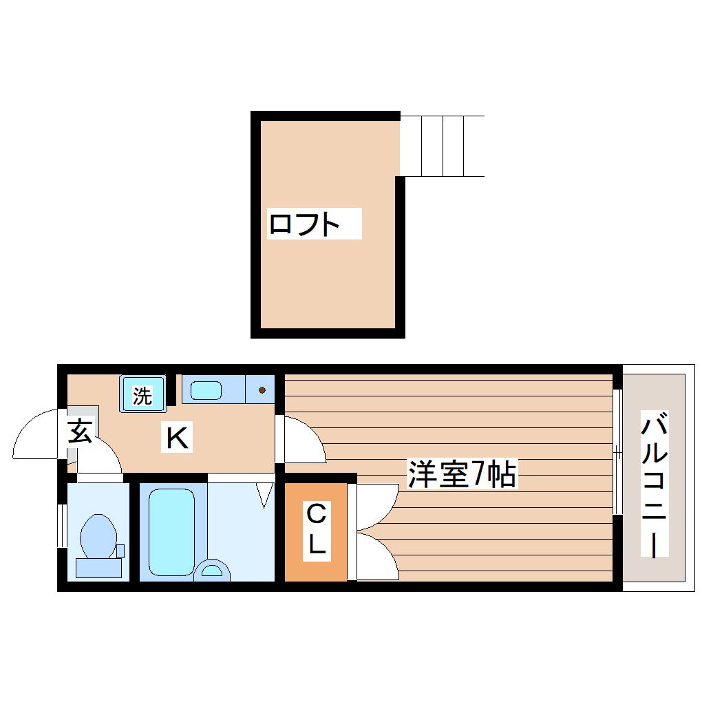 リブレ恵和町(1K/2階)の間取り写真