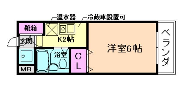 リバーサイド千里I(1K/4階)の間取り写真