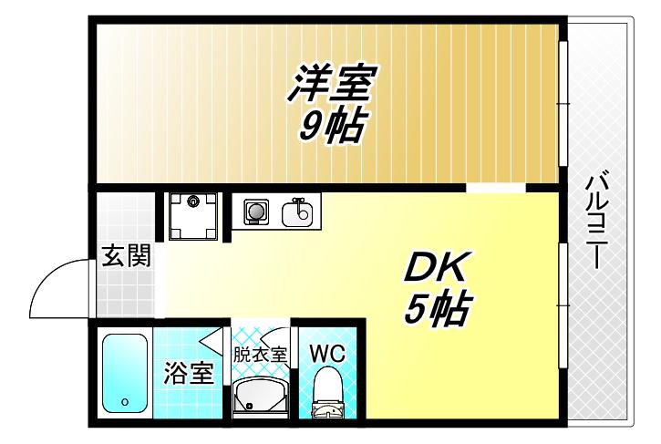 カーサコモダ(1DK/3階)の間取り写真