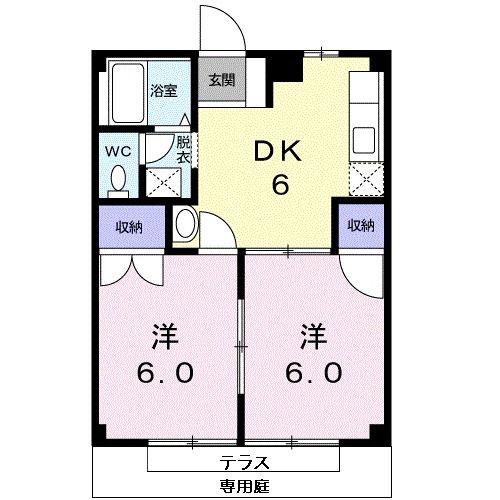 ドリーミー山中C(2DK/1階)の間取り写真