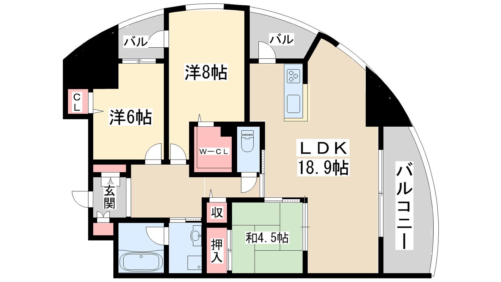 トリニティー北川口(3LDK/4階)の間取り写真