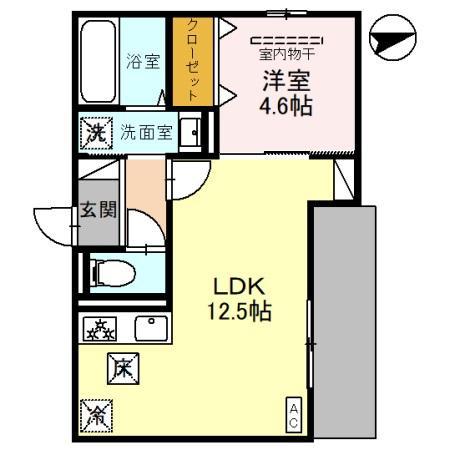 D-RESIDENCE辻子(1LDK/1階)の間取り写真