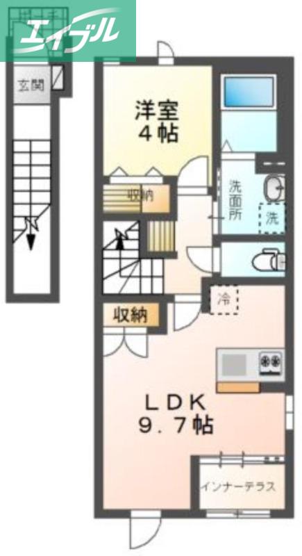 コーポレーヴ高松I(1LDK/2階)の間取り写真
