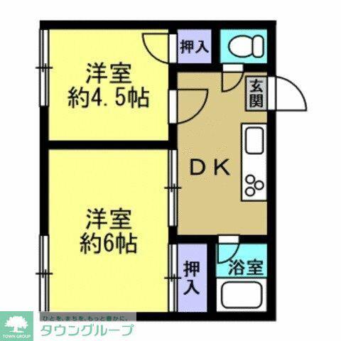 ハイム美土里(2DK/1階)の間取り写真