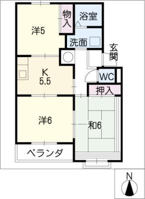 ヴァンベール小野(3K/1階)の間取り写真
