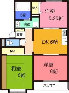 タカラマンションI(3DK/3階)の間取り写真