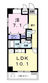 CUORE(1LDK/2階)の間取り写真