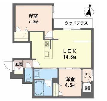 DREAMIO堀川小泉(2LDK/1階)の間取り写真