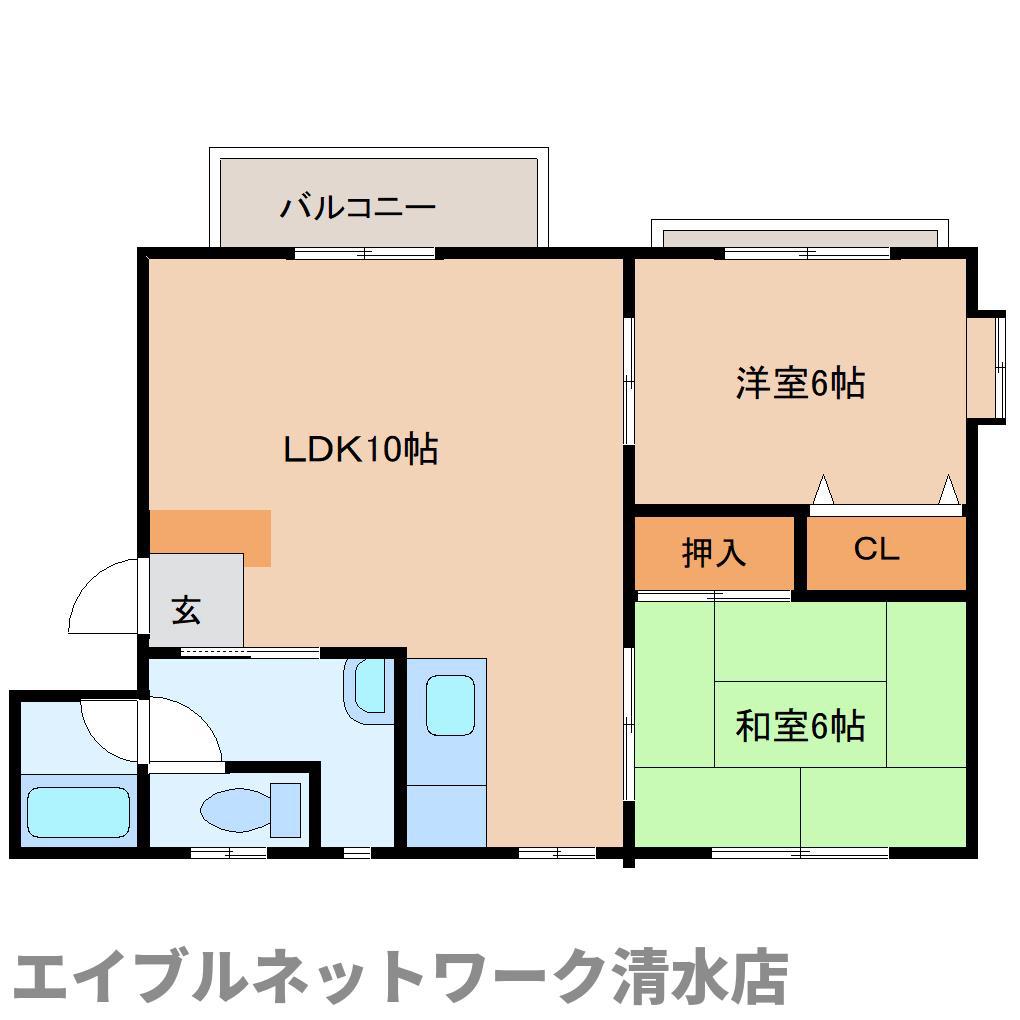 タウニィあけぼの A(2LDK/2階)の間取り写真