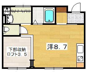キャルムコート交野(ワンルーム/2階)の間取り写真