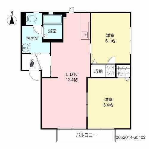ピアッツア若楠(2LDK/1階)の間取り写真