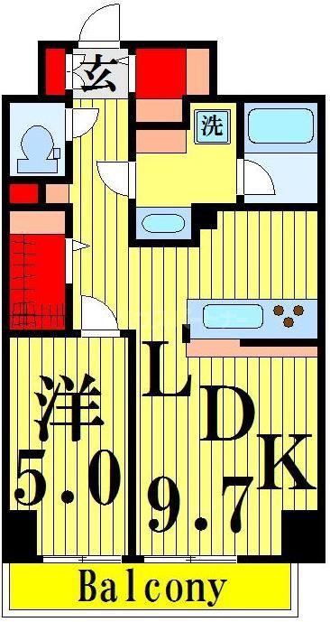 ミルーナヒルズエグラス梅島(1LDK/1階)の間取り写真