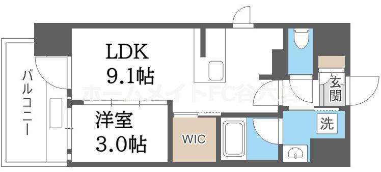 レオンヴァリエ長堀通(1LDK/6階)の間取り写真