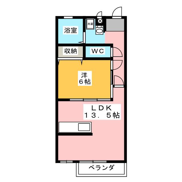 クリスタルムーン B(1LDK/1階)の間取り写真