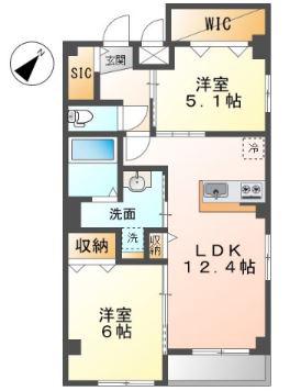 ファミールK(2LDK/1階)の間取り写真
