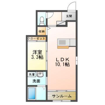 ヌーベルカクマンBC(1LDK/1階)の間取り写真
