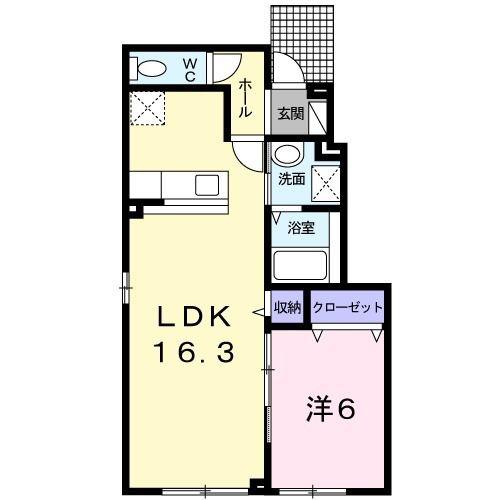 ラッフィナート(1LDK/1階)の間取り写真