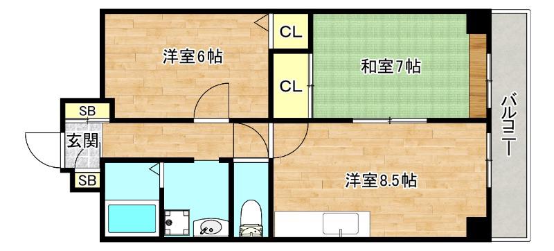 アドバンス渋川(2LDK/7階)の間取り写真
