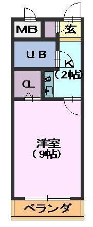 ライオンズマンション名大ウエスト(1K/2階)の間取り写真