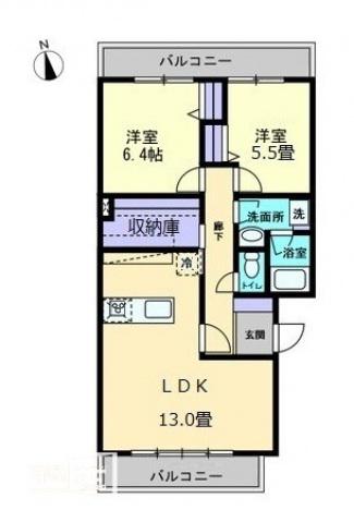 サンロイヤル元山(2LDK/3階)の間取り写真