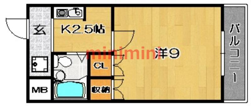 パレス・ミツワ3号館(1K/2階)の間取り写真