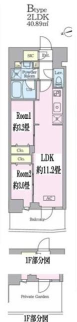 GARDEN XAVIS門前仲町(2LDK/9階)の間取り写真