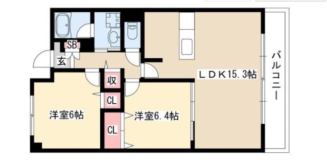 ラ・パス大井橋(2LDK/4階)の間取り写真
