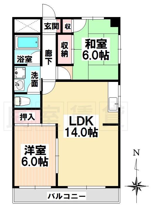 第一メゾン春日野(2LDK/2階)の間取り写真