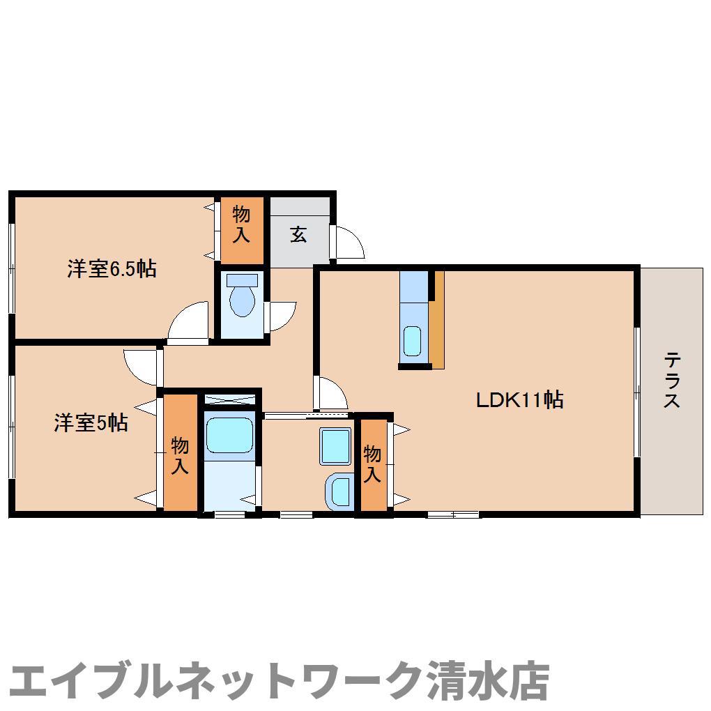 クレール石川B(2LDK/1階)の間取り写真