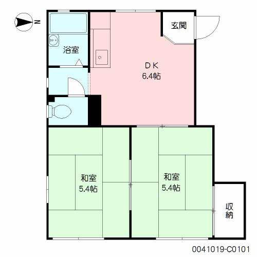 フレグランス垂水 C棟(2DK/1階)の間取り写真