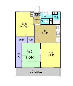 アネシスイン有川(3DK/5階)の間取り写真