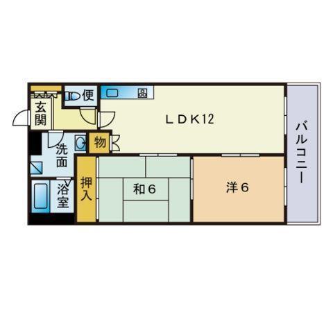 ウィズワン空港南(2LDK/4階)の間取り写真