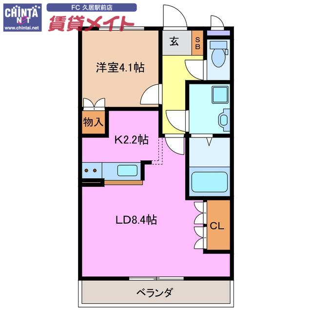 KEI.CITY.久居(1LDK/1階)の間取り写真