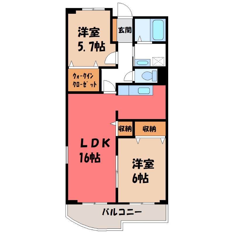 カレント(2LDK/3階)の間取り写真
