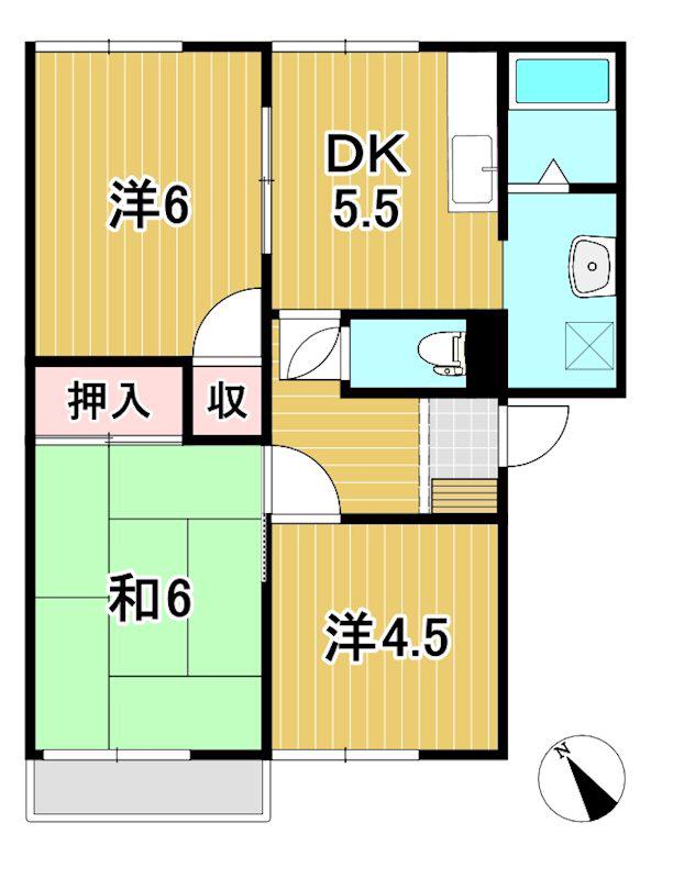 タウニーK(3DK/2階)の間取り写真