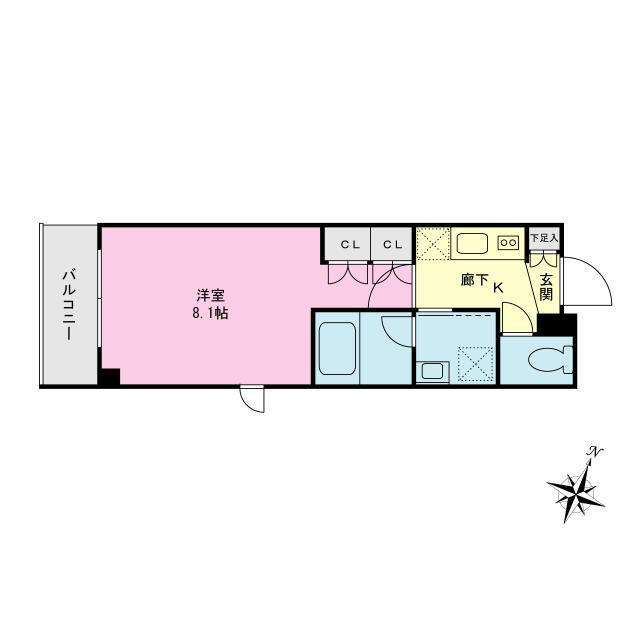 プライムネクサス梅屋敷(1K/2階)の間取り写真