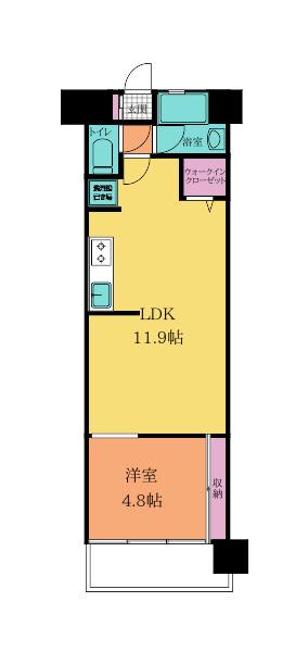 コンプレート古船場(1LDK/9階)の間取り写真