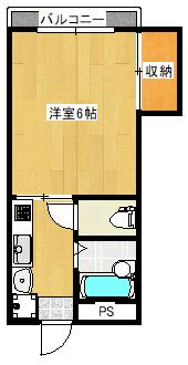 ジュネスヒガシ(1K/2階)の間取り写真