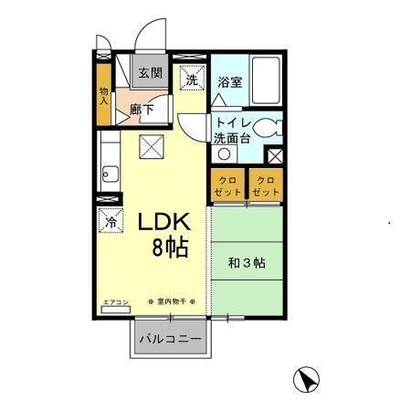みそのハウス(1LDK/1階)の間取り写真