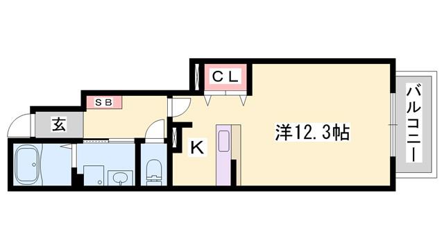 M.ブロッサムII(1K/1階)の間取り写真