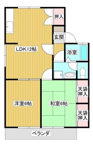 グランベルデB(2LDK/1階)の間取り写真