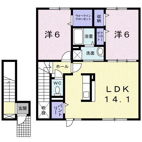 ゴールデンイーグル(2LDK/2階)の間取り写真