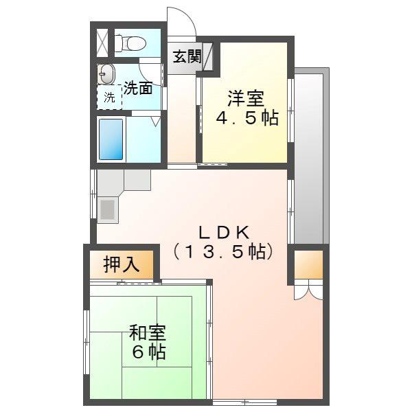 ロジィングス藤井(2LDK/1階)の間取り写真