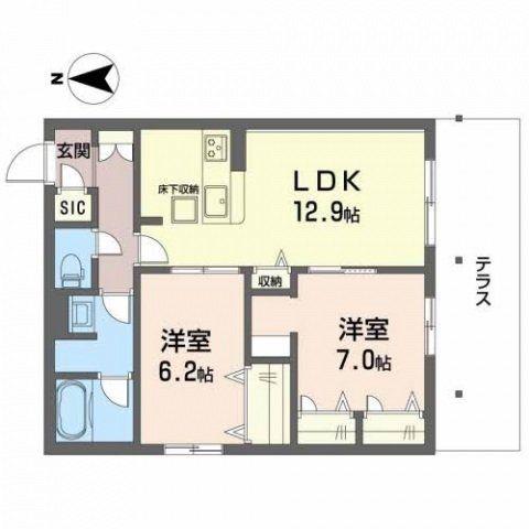 SHAMAISON LA MER(2LDK/1階)の間取り写真