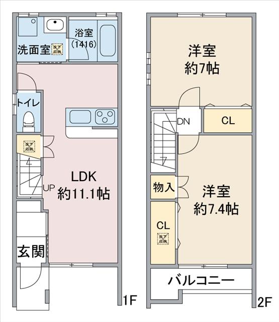 アプトルーナ215(2LDK/2階)の間取り写真